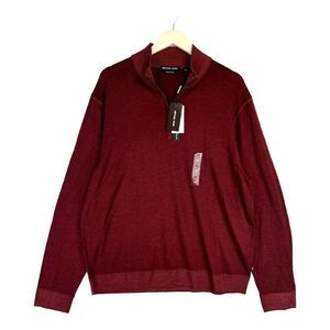 New Michael Kors Men Burgundy Sweatshirt Turtleneck Long Sleeve Sweater US XXL